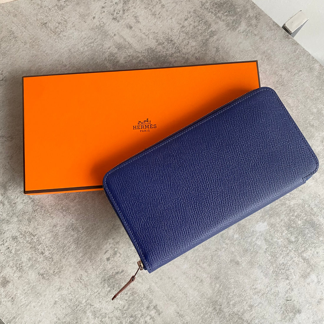 Hermes Blue Silk in Classic Long Zip Wallet – I MISS YOU VINTAGE