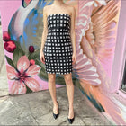 Chanel Black and White Silk Pleated Strapless Dress - FR42 / 10