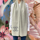 Chanel Light Grey Cashmere CC Embellished Scarf