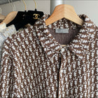 Dior Brown Oblique Monogram Knit Jersey Button Down Shirt - L