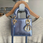 Dior Micro Lady Bag Metallic Light Blue Karung Lizard