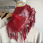 Valentino Red Python Small Fringed Zip Pouch