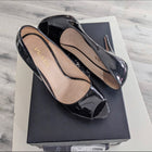 Prada Black Patent Leather Peep Toe Pumps - 37