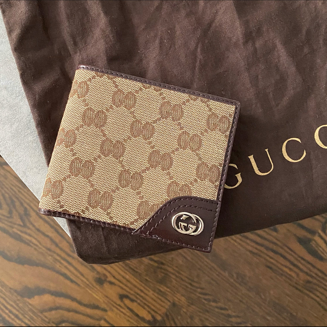 Gucci Brown Monogram Canvas Bifold Wallet 