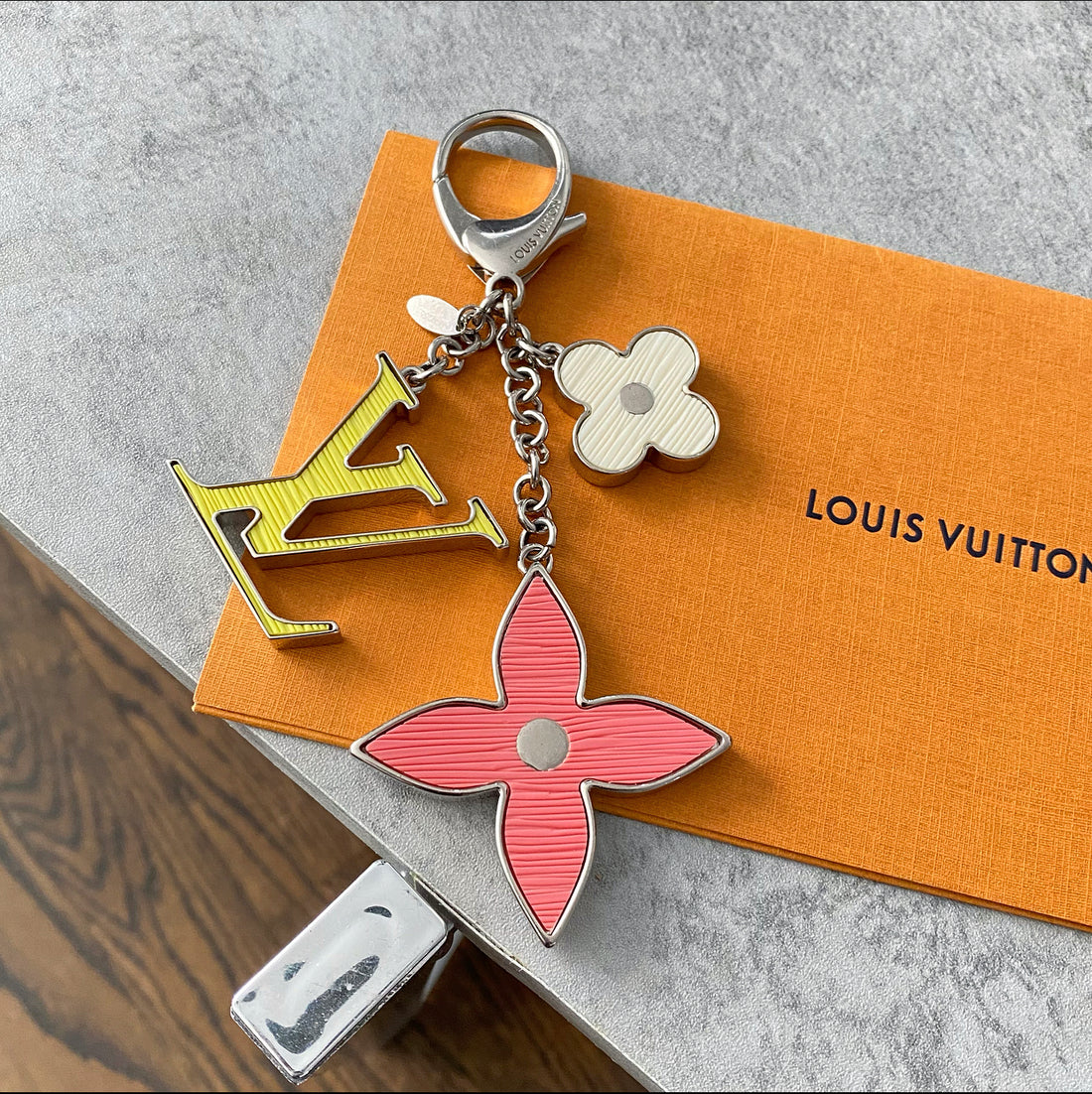 Louis Vuitton Black Fleur d'Epi Key Holder & Bag Charm Louis