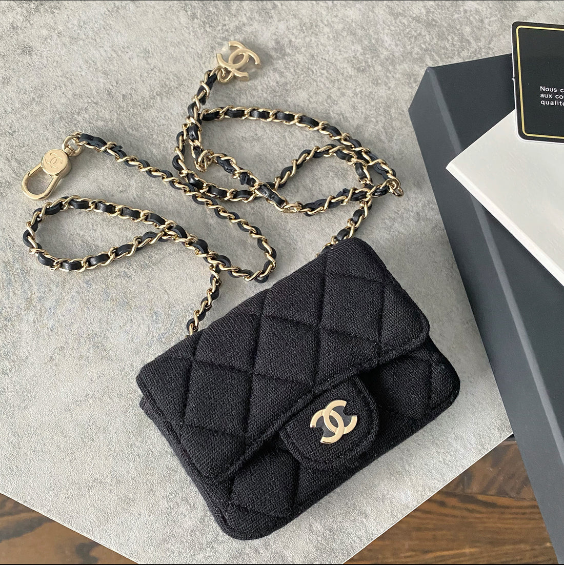 Chanel Black Micro Jersey Classic Flap Belt Bag – I MISS YOU VINTAGE