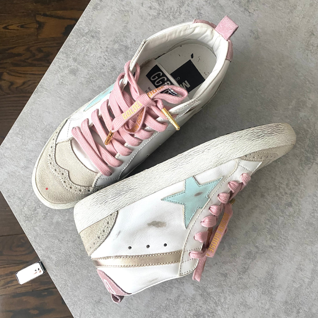 Golden Goose Mid Start Pink and White