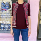 Hermes Burgundy Wool Short Sleeve Silk Inset Sweater - FR34 / FR36
