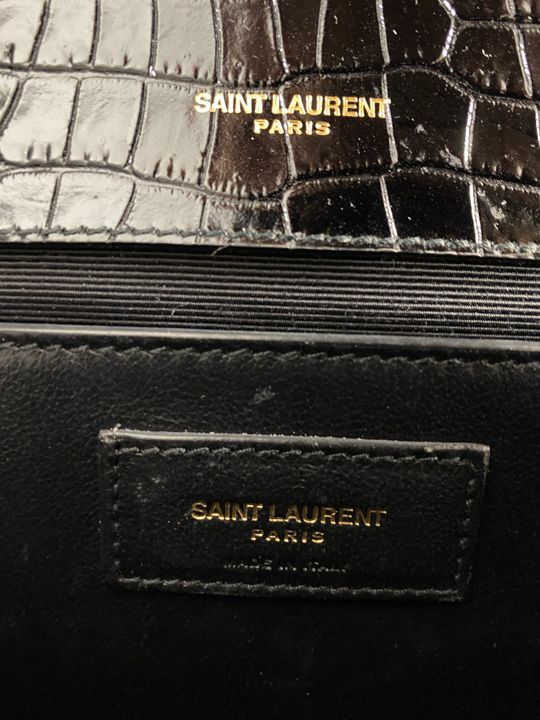 Saint Laurent Black Embossed Kate Chain Tassel Medium Shoulder Bag