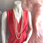 Chanel 14B Triple Pearl Multi Strand Jewelled CC Necklace 