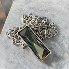 Uno de 50 Long Chain Necklace with Swarovski Blue Crystal Pendant