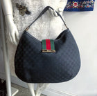 Gucci Black Monogram Canvas Web Stripe Hobo Bag