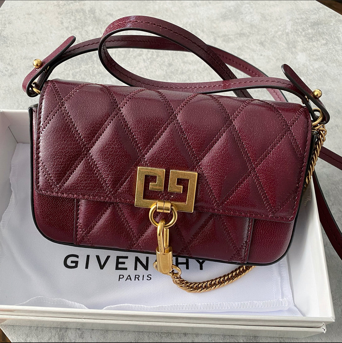 Givenchy Antigona Small Aubergine Leather Shoulder Bag Burgundy