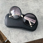 Chanel Black Round Sunglasses with Quilt arms