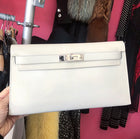 Hermes Kelly Elan Clutch in Gris Perle Box Leather PHW