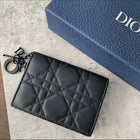 Christian Dior Black Mini Matte Lady Dior Compact Wallet