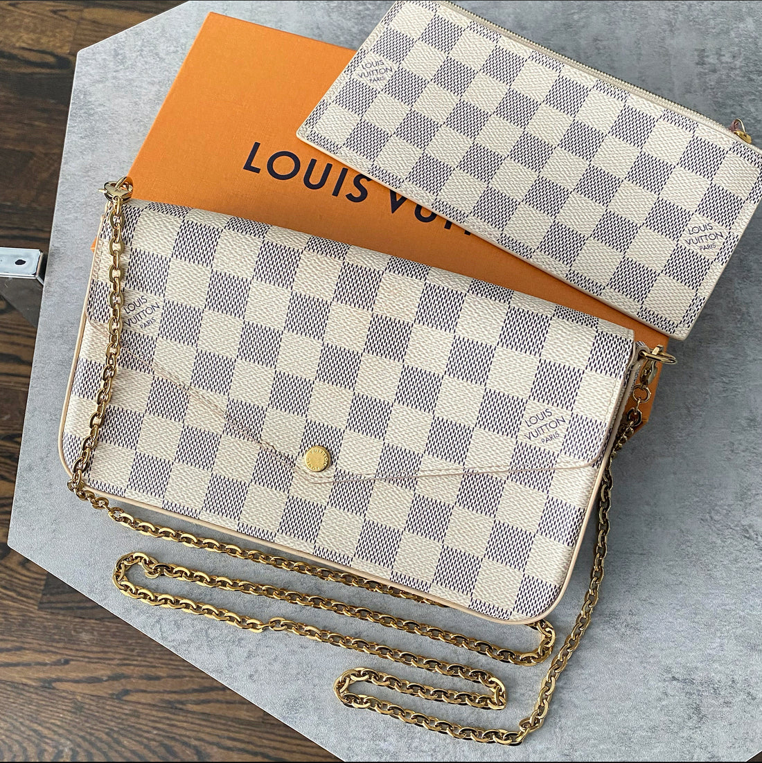 Louis Vuitton Damier Azur Felicie Pochette Crossbody Bag