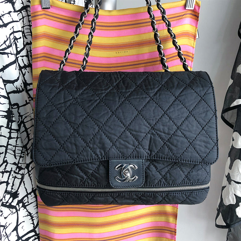 CHANEL Nylon Square Quilted Flap Black 274463