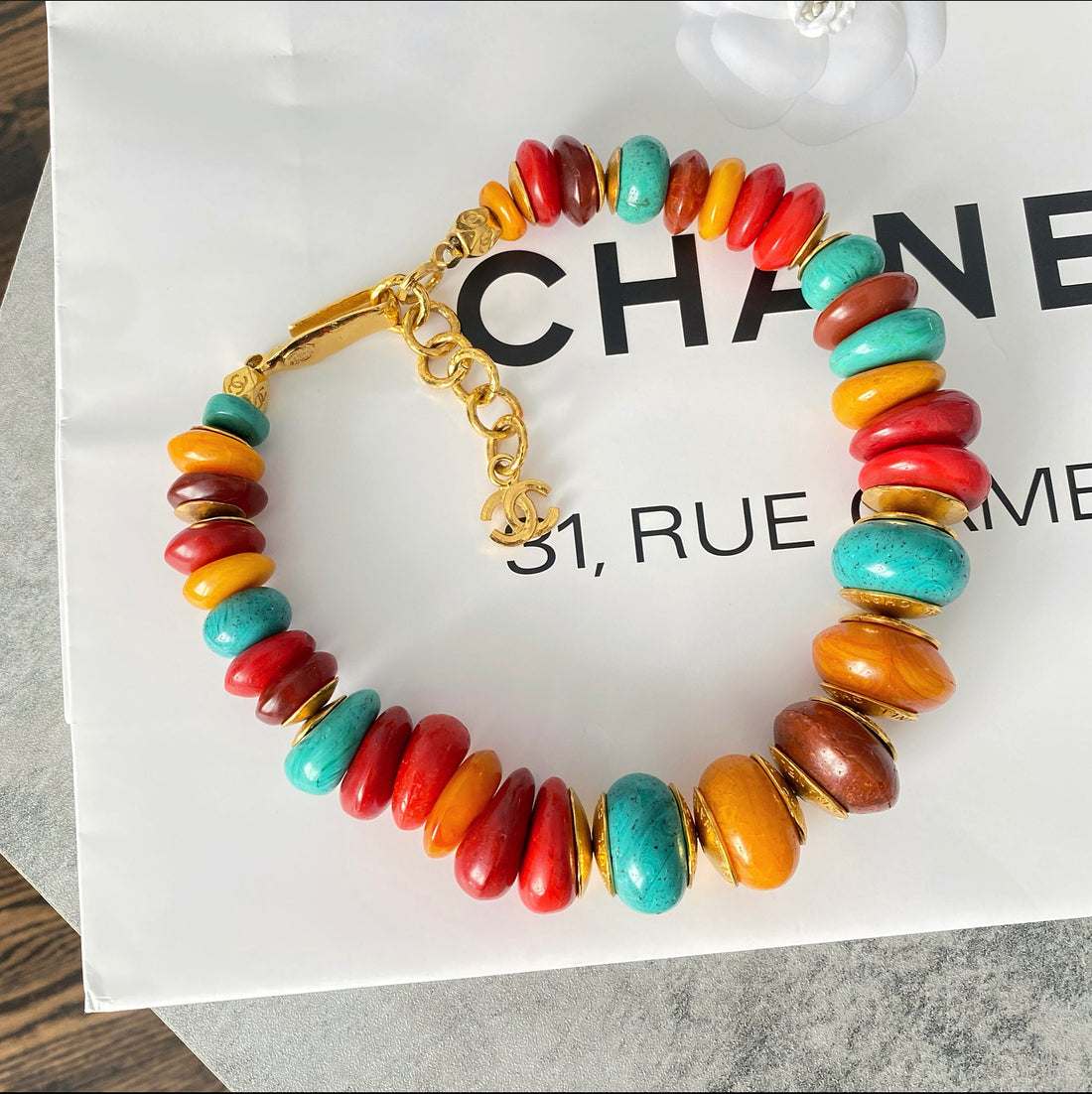 Chanel 1998P Vintage Resin Bead Choker Necklace