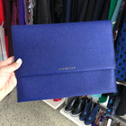 Burberry Cobalt Blue Grained Leather Small Clutch Bag 