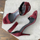 Celine Burgundy Suede High Heel Sandals - 39.5 (9.5)