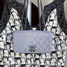 Chanel Grey Quilted Mini Flap Bag with Ruthenium Chain Strap