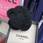 Chanel Vintage 1990's Black Camelia Flower Pin