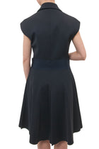 Lanvin Spring 2013 Navy Tuxedo Style Dress with Wide Ribbon Belt