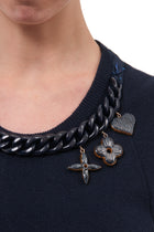 Louis Vuitton Navy Cashmere Tank Top with Plastic Chain and Charms Detail