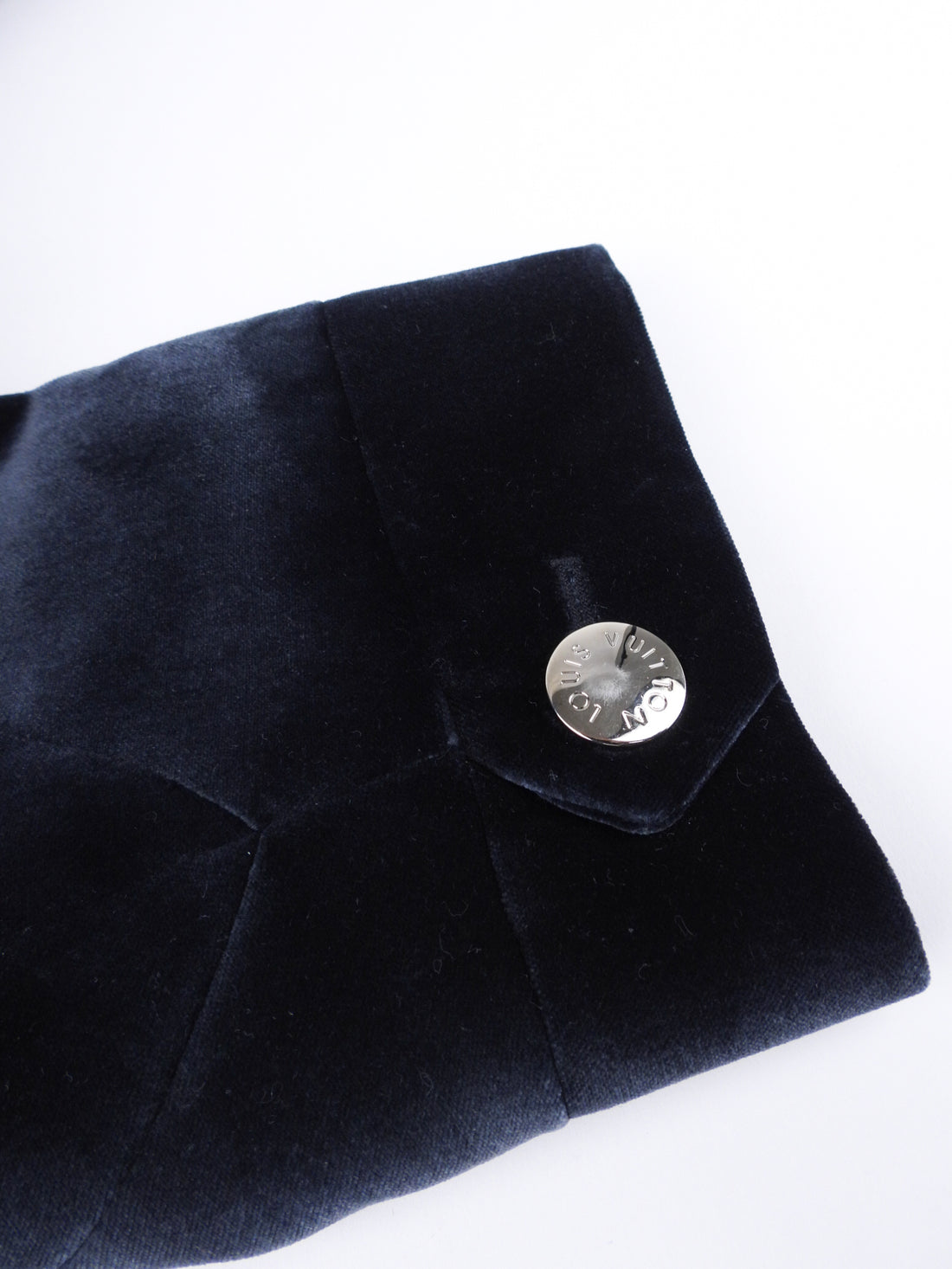 Louis Vuitton Tailored Navy Blue Velvet Silver Zip-Up Jacket – The
