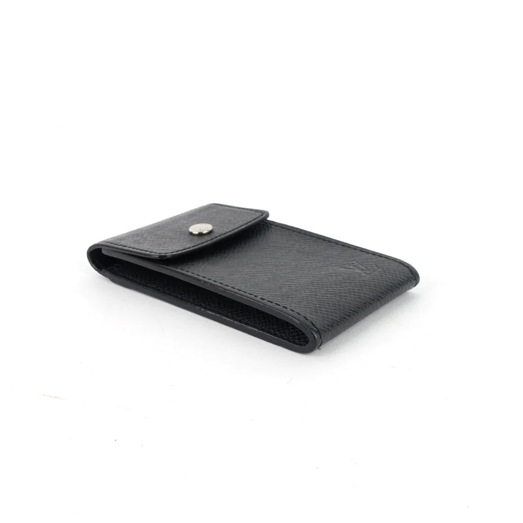 Louis Vuitton Porte Cles Badge Ardoise Black Taiga Leather Key Pouch