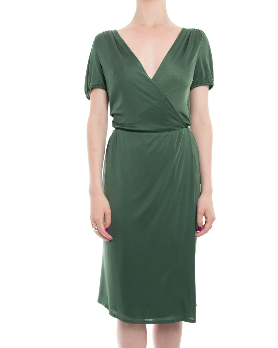 Gucci Green Jersey Wrap Dress with Open Back - 2