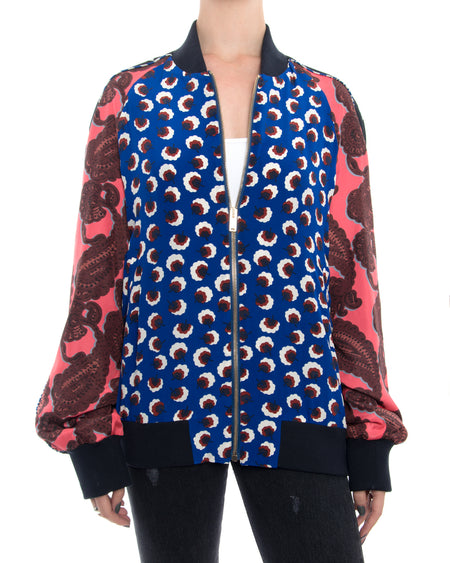 Stella Mccartney Lorinda Blossom Silk Bomber Jacket - M