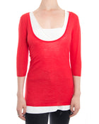 Gucci Red Cashmere Sweater with White Layered Tank - L
