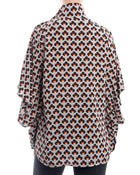 Marni Silk Op Art Pattern Blouse with Split Sleeves - 8