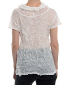 Issey Miyake Fete White Wrinkle Pleated T-Shirt Top - M