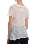 Issey Miyake Fete White Wrinkle Pleated T-Shirt Top - M