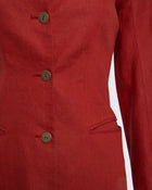 Vintage 1990’s Claude Montana Red Linen Jacket with Caged Back 