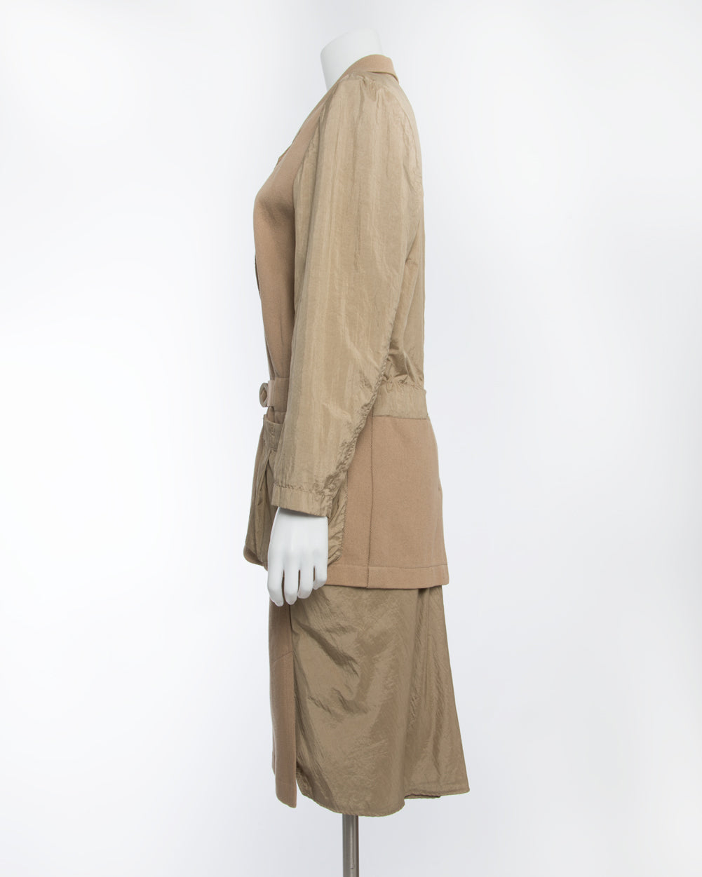 Issey Miyake Vintage 1980’s Cotton/ Nylon Tan Skirt Suit 