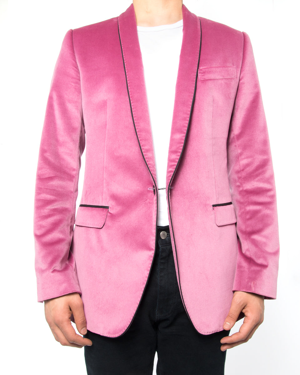Dolce & Gabbana Pink Velvet Tuxedo Blazer