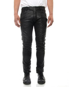 Balmain Black Leather Skinny Motorcycle Pants with Zippers - 29 XS