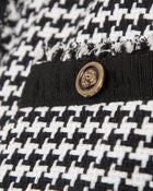 MSGM Black White Houndstooth Check Tweed Jacket - USA 8