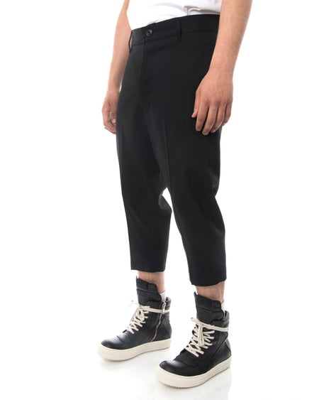 Rick Owens Drop Crotch Wool Tapered Cropped Trousers - 30