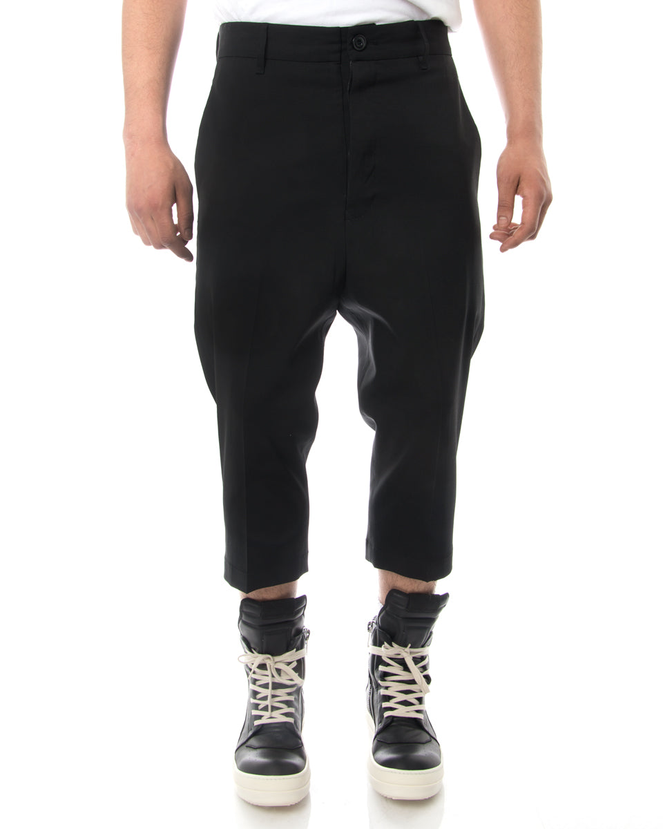 Rick Owens Drop Crotch Wool Tapered Cropped Trousers - 30