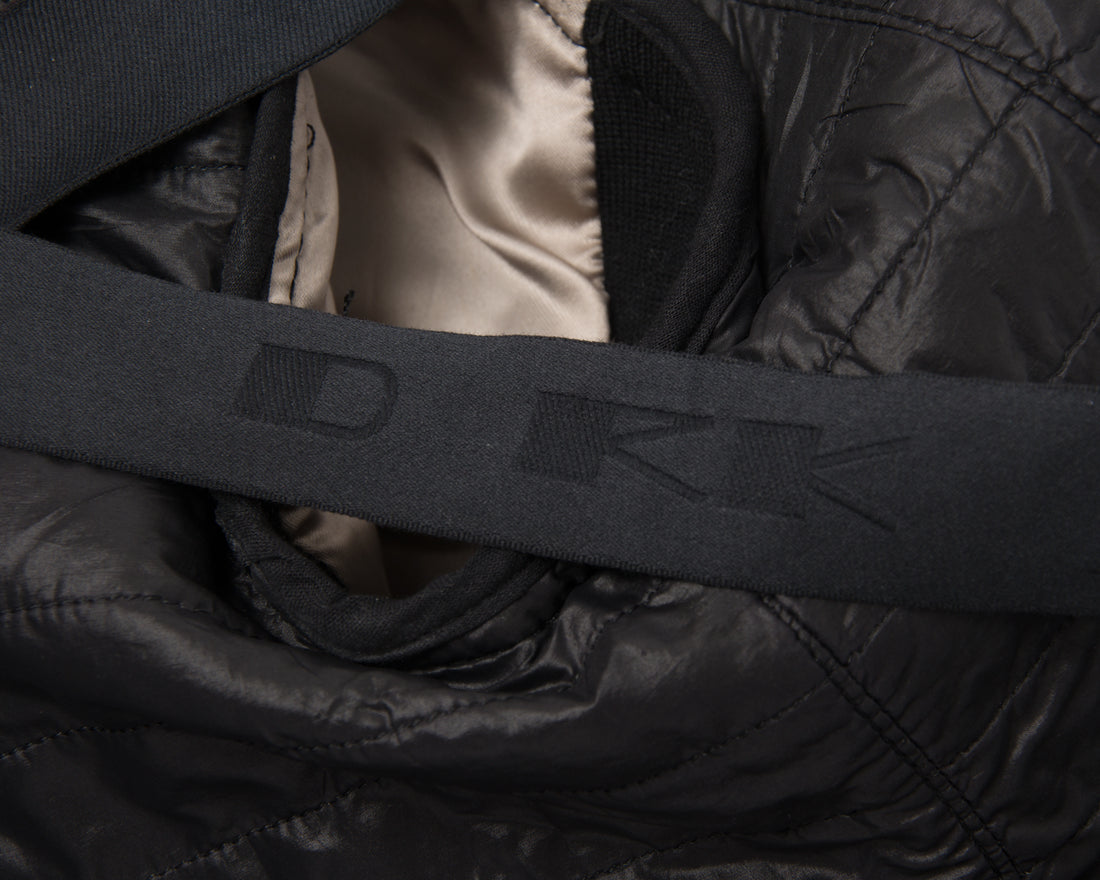 Rick Owens DRKSHDW Black Waxed Denim Jacket with Leather Sleeves - XS