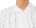 Comme des Garcons White Ruffle Front Asymmetrical Tuxedo Shirt - S