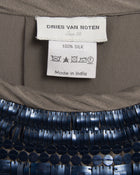 Dries Van Noten Grey Silk Dress with Sequin Bodice Detail.
