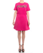 Kenzo Hot Pink Knit Dress with Raised Logo Cactus Embroidery