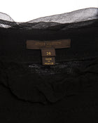 Louis Vuitton Black Knit Top with Silk Chiffon Sash Neckline Trim
