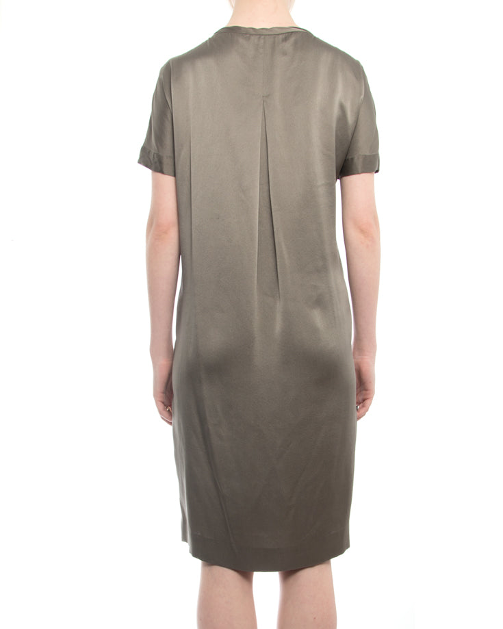 Dries Van Noten Grey Silk Dress with Sequin Bodice Detail.